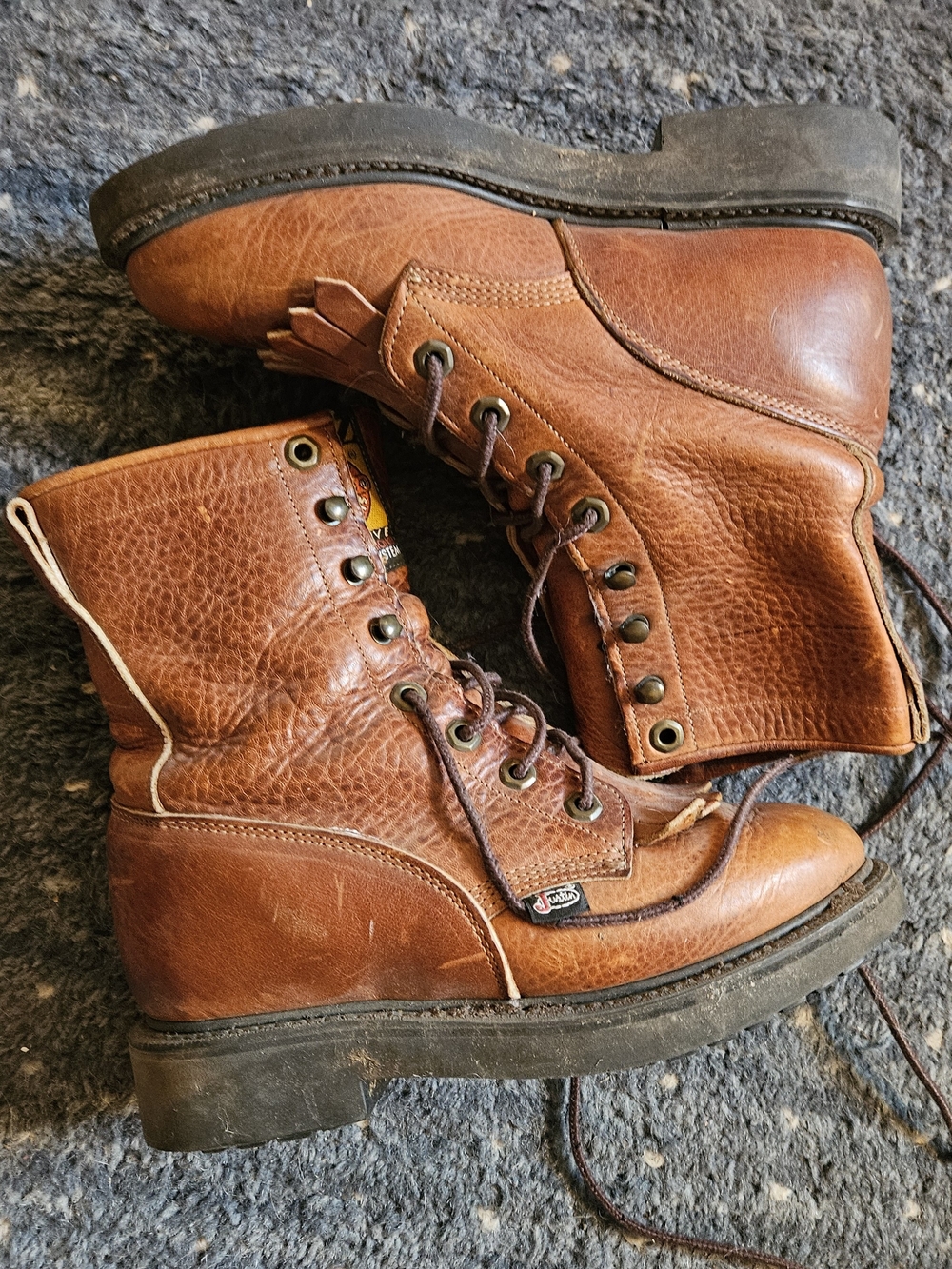 Justin Boots Brown Leather Heeled Work Boots